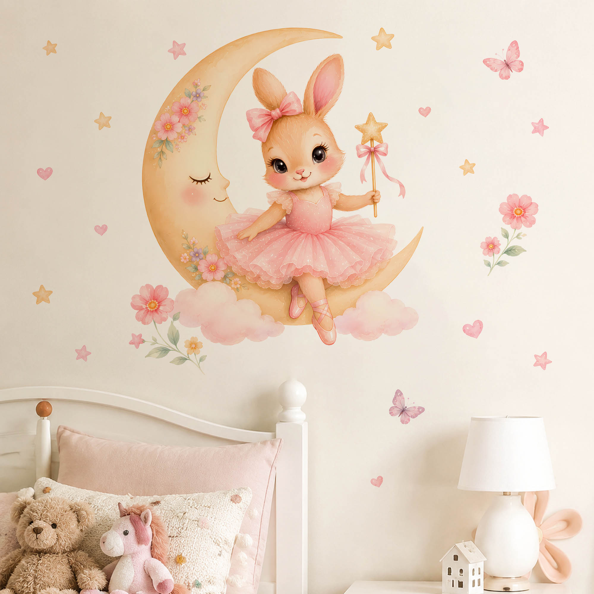 Baby Nursery Decor Girl - Pegatinas de Pared de Conejita Bailarina