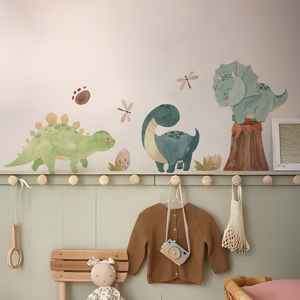 Baby Nursery Decor Girl - Calcomanías de pared de dinosaurio, pegatinas